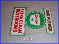 Vintage Sinclair Our Pledge Clean Restrooms 12 Metal Gasoline & Oil Flange Sign
