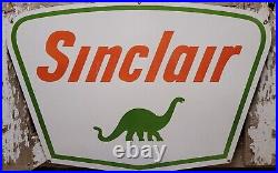 Vintage Sinclair Porcelain Sign 48 Old Dino Gasoline & Motor Oil Co. 2-sided