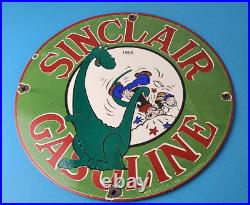 Vintage Sinclair Porcelain Sign Flintstones Cave Man Popeye Dino Gas Pump Sign