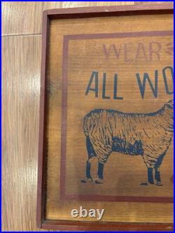 Vintage Singer's All Wool Clothes Advertising Sign Sheep Graphic on Wood 1950s Vintage Singer's All Wool Clothes Advertising Sign Sheep Graphic on Wood 1950s