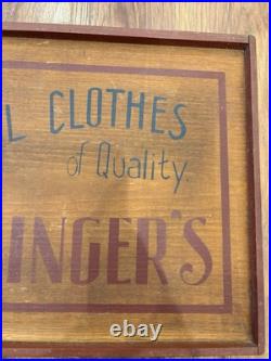 Vintage Singer's All Wool Clothes Advertising Sign Sheep Graphic on Wood 1950s Vintage Singer's All Wool Clothes Advertising Sign Sheep Graphic on Wood 1950s