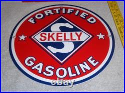 Vintage Skelly Fortified Gasoline 12 Porcelain Metal Service Station & Oil Sign