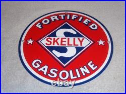 Vintage Skelly Fortified Gasoline 12 Porcelain Metal Service Station & Oil Sign