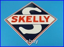Vintage Skelly Gasoline Porcelain Gas Motor Oil Service Station Pump Plate Sign