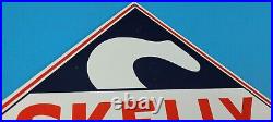 Vintage Skelly Gasoline Porcelain Gas Motor Oil Service Station Pump Plate Sign