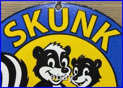 Vintage Skunk Oil Porcelain Sign Heavy Duty Dealership Gas Station Motor Oil