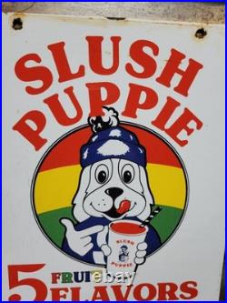Vintage Slush Puppie Porcelain Sign Old Frozen Icee Beverage Cold Ice Cola Drink