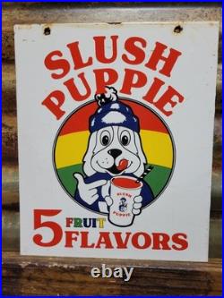 Vintage Slush Puppie Porcelain Sign Old Frozen Icee Beverage Cold Ice Cola Drink