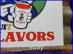Vintage Slush Puppie Porcelain Sign Old Frozen Icee Beverage Cold Ice Cola Drink