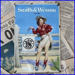 Vintage Smith & Wesson 8x12 Inches Porcelain Enamel Sign