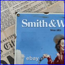 Vintage Smith & Wesson 8x12 Inches Porcelain Enamel Sign