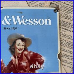 Vintage Smith & Wesson 8x12 Inches Porcelain Enamel Sign