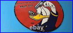 Vintage Smith & Wesson Porcelain Sign Walt Disney Keep Out Gas Pump Sign