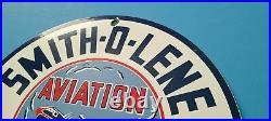 Vintage Smith-o-lene Gasoline Porcelain Aviation Gas Service Airplane Pump Sign