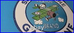 Vintage Smitholene Gasoline Porcelain Snoopy Gas Service Airplane Pump Sign