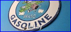 Vintage Smitholene Gasoline Porcelain Snoopy Gas Service Airplane Pump Sign
