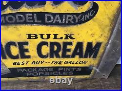 Vintage Smiths Model Dairy Bulk Ice Cream Hamburg PA Metal FLANGE Sign