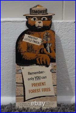 Vintage Smokey Bear Porcelain Metal Us Forest Service Fire Gas Oil Sign Rare Ad