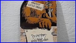 Vintage Smokey Bear Porcelain Metal Us Forest Service Fire Gas Oil Sign Rare Ad