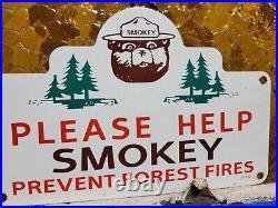 Vintage Smokey Bear Porcelain Sign 1956 Us Forest Service National Park Fire