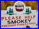 Vintage-Smokey-Bear-Porcelain-Sign-1956-Us-Forest-Service-National-Park-Fire-01-te