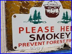 Vintage Smokey Bear Porcelain Sign 1956 Us Forest Service National Park Fire