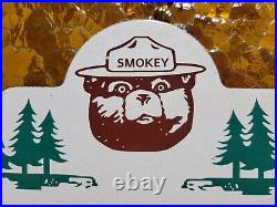 Vintage Smokey Bear Porcelain Sign 1956 Us Forest Service National Park Fire