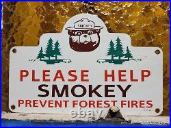 Vintage Smokey Bear Porcelain Sign 1956 Us Forest Service National Park Fire