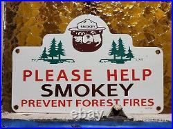 Vintage Smokey Bear Porcelain Sign 1956 Us Forest Service National Park Fire