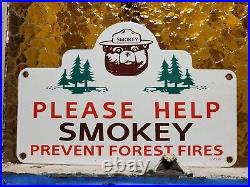 Vintage Smokey Bear Porcelain Sign 1956 Us Forest Service National Park Fire