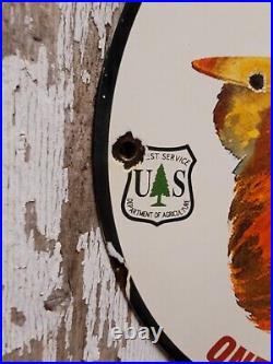 Vintage Smokey Bear Porcelain Sign Us Forest Service National Park Ranger Fire