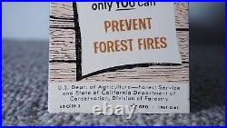 Vintage Smokey Bear Porcelain Us Forest Service Park Ranger Fire Gas Oil Sign
