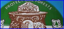 Vintage Smokey Bear Sign Prevent Wildfires Prevention Gas Porcelain Sign