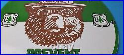 Vintage Smokey Bear Sign Prevent Wildfires Prevention Gas Porcelain Sign