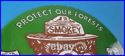 Vintage Smokey Bear Sign Prevent Wildfires Prevention Gas Porcelain Sign