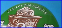 Vintage Smokey Bear Sign Prevent Wildfires Prevention Gas Porcelain Sign