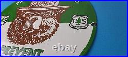 Vintage Smokey Bear Sign Prevent Wildfires Prevention Gas Porcelain Sign