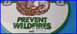 Vintage Smokey Bear Sign Prevent Wildfires Prevention Gas Porcelain Sign