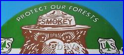 Vintage Smokey Bear Sign Prevent Wildfires Prevention Gas Porcelain Sign