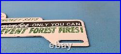 Vintage Smokey Porcelain Prevent Forest Fires Gas Sign Ad License Plate Topper