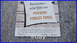 Vintage Smokey The Bear Porcelain Metal Us Forest Service Fire Oil Sign Rare Ad