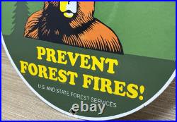 Vintage Smokey The Bear Porcelain Sign Forest Fires Gas Oil No Smoking Parks