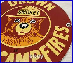 Vintage Smokey The Bear Sign Caming National Park Service Ranger Rei Gas Oil