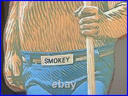 Vintage Smokey The Bear Sign Large Orginal Old Forestry Fire Fighting Sign Wood