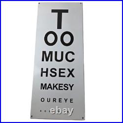 Vintage Snellen Chart Sign Eye Doctor Exam Man Cave Gas Porcelain Sex Sign