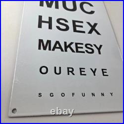 Vintage Snellen Chart Sign Eye Doctor Exam Man Cave Gas Porcelain Sex Sign