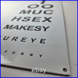 Vintage Snellen Chart Sign Eye Doctor Exam Man Cave Gas Porcelain Sex Sign