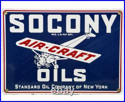 Vintage Socony Aircraft Oils Porcelain Sign Gas Station Pump Plate Standard