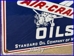 Vintage Socony Aircraft Oils Porcelain Sign Gas Station Pump Plate Standard