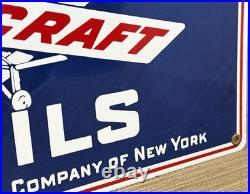 Vintage Socony Aircraft Oils Porcelain Sign Gas Station Pump Plate Standard